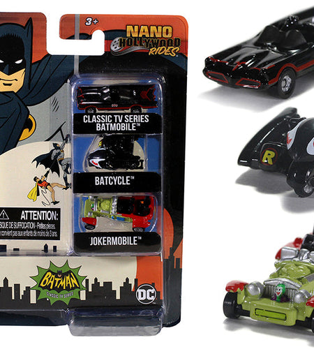 "Batman" (1966-1968) Classic TV Series 3 piece Set "Nano Hollywood Rides" Diecast Models by Jada