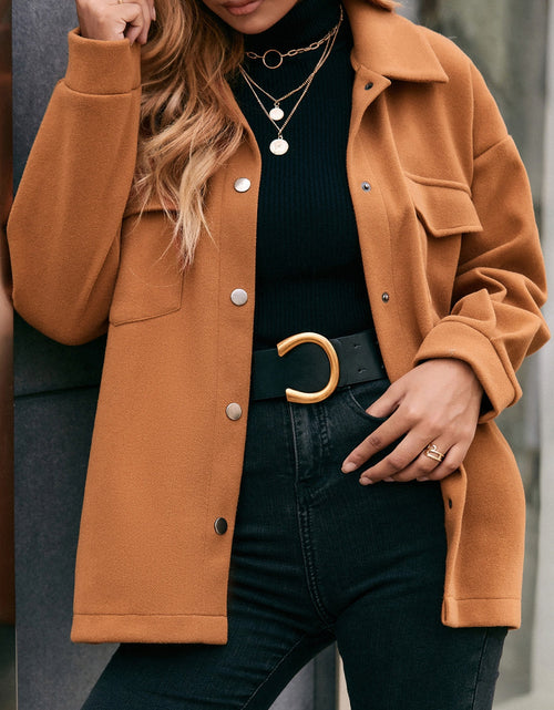 Load image into Gallery viewer, Ivy Lane Pocketed Snap Down Dropped Shoulder Jacket
