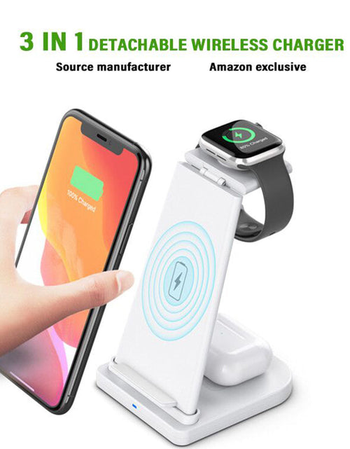 Load image into Gallery viewer, 3-in-1 Fast Wireless Charging Stand for Phones, Apple Watch &amp; AirPods by Infinite Basics
