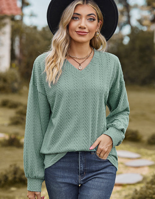 Load image into Gallery viewer, Textured V-Neck Dropped Shoulder T-Shirt
