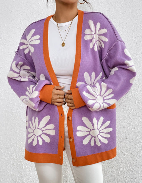 Load image into Gallery viewer, Contrast Dropped Shoulder Long Sleeve Cardigan
