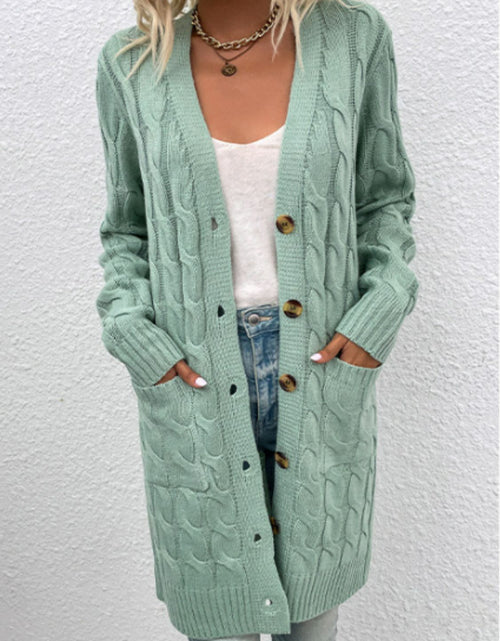 Load image into Gallery viewer, Cable-Knit Button Down Cardigan with Pockets

