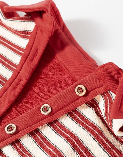 Load image into Gallery viewer, Stripe Johnny Collar Drop Shoulder Sweatshirt
