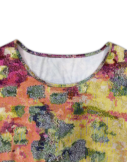 Load image into Gallery viewer, Plus Size Printed Round Neck Long Sleeve Dress
