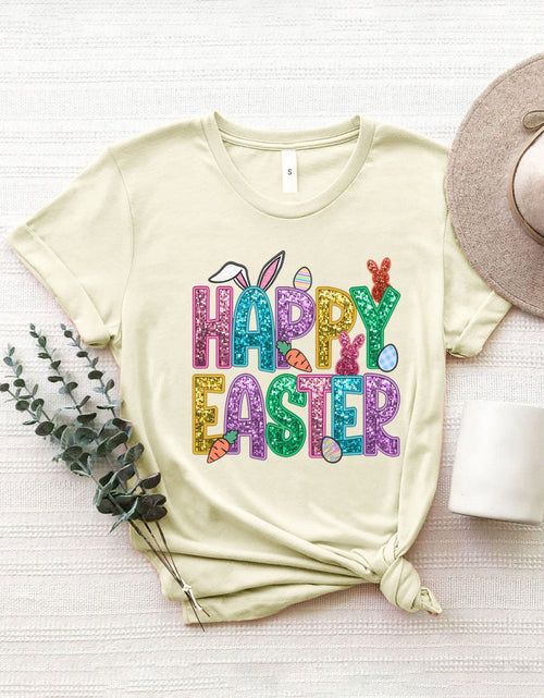 Load image into Gallery viewer, HAPPY EASTER Round Neck Short Sleeve T-Shirt
