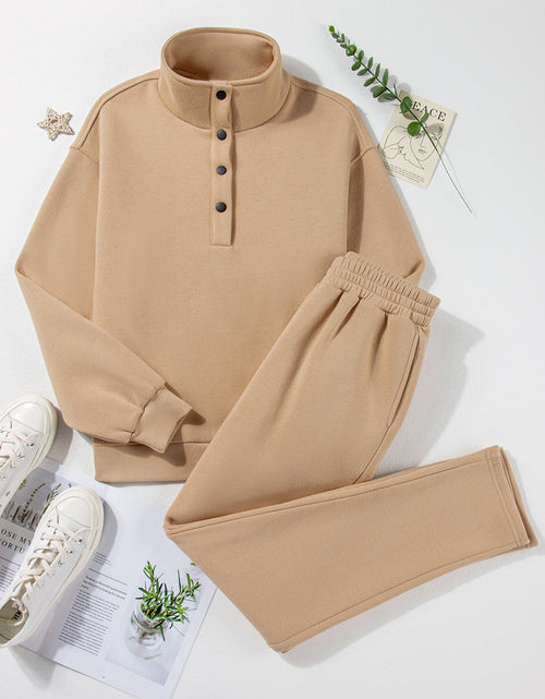 Load image into Gallery viewer, Half Snap Turtleneck Top and Pants Active Set
