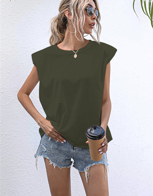 Load image into Gallery viewer, Round Neck Cap Sleeve Tee
