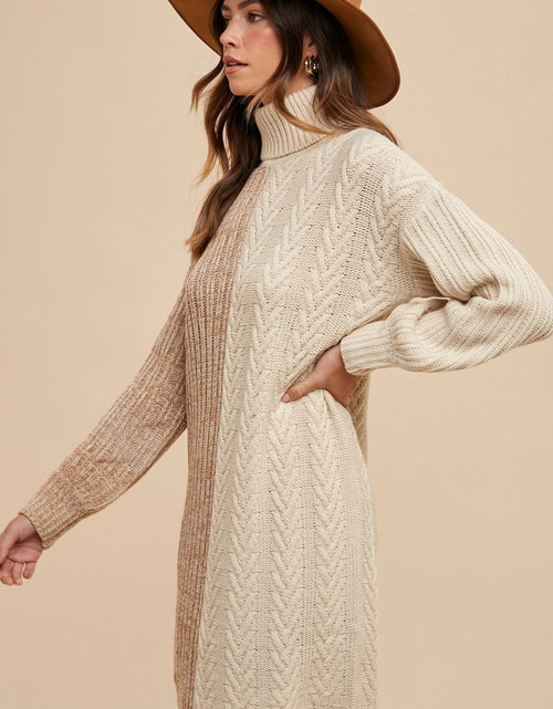 Load image into Gallery viewer, Annie Wear Color Block Turtleneck Sweater Dress
