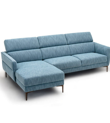 105 Inch L-Shaped Sofa Couch with 3 Adjustable Headrests-Blue