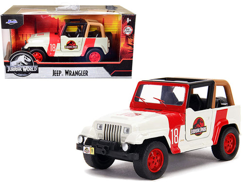 Load image into Gallery viewer, Jeep Wrangler #18 "Jurassic Park" Red and Beige "Jurassic World" 1/32 Diecast Model Car by Jada
