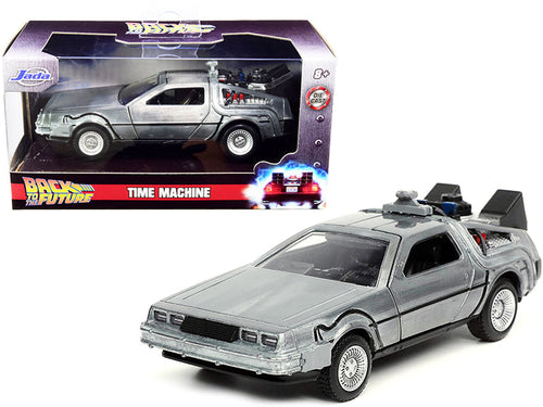 Load image into Gallery viewer, DeLorean DMC (Time Machine) Brushed Metal "Back to the Future Part I" (1985) Movie "Hollywood Rides" Series 1/32 Diecast Model Car by Jada
