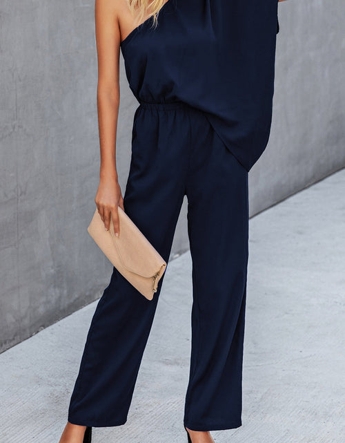 Load image into Gallery viewer, Single Shoulder Short Sleeve Jumpsuit
