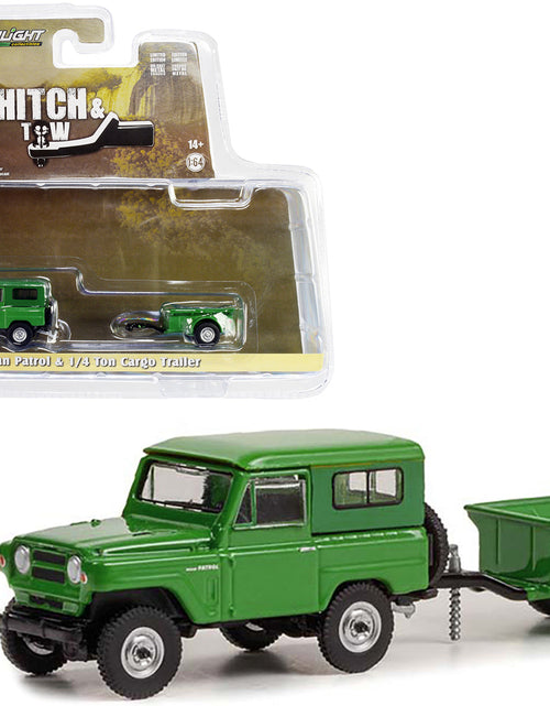 Load image into Gallery viewer, 1972 Nissan Patrol Green with 1/4 Ton Cargo Trailer "Hitch &amp; Tow" Series 25 1/64 Diecast Model Car by Greenlight
