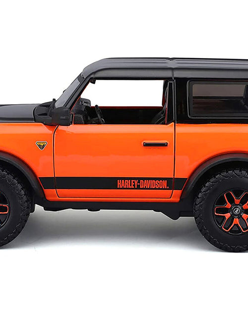 Load image into Gallery viewer, 2021 Ford Bronco Badlands Orange and Black "Harley Davidson" "H-D Custom" Series 1/24 Diecast Model Car by Maisto
