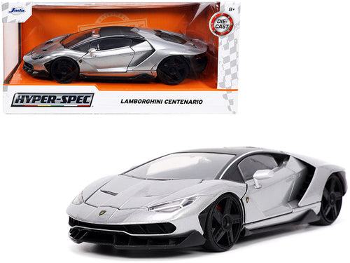 Load image into Gallery viewer, Lamborghini Centenario Gray Metallic with Black Top "Hyper-Spec" Series 1/24 Diecast Model Car by Jada
