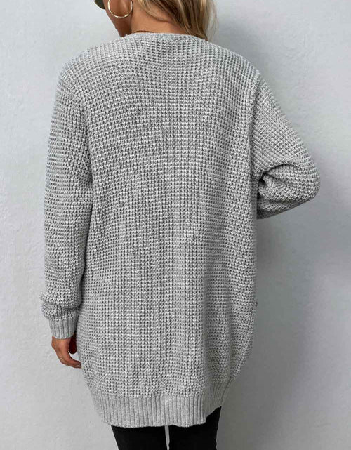 Load image into Gallery viewer, Rib-Knit Open Front Pocketed Cardigan
