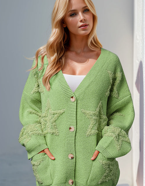 Load image into Gallery viewer, Double Take Full Size Button Up Star Pattern Cardigan
