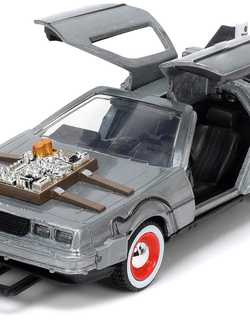 Load image into Gallery viewer, DeLorean DMC (Time Machine) Brushed Metal "Back to the Future Part III" (1990) Movie "Hollywood Rides" Series 1/32 Diecast Model Car by Jada
