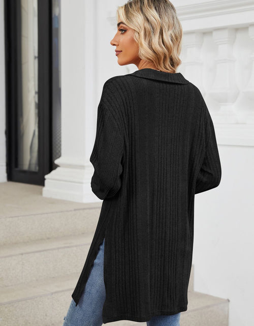 Load image into Gallery viewer, Slit Johnny Collar Long Sleeve T-Shirt
