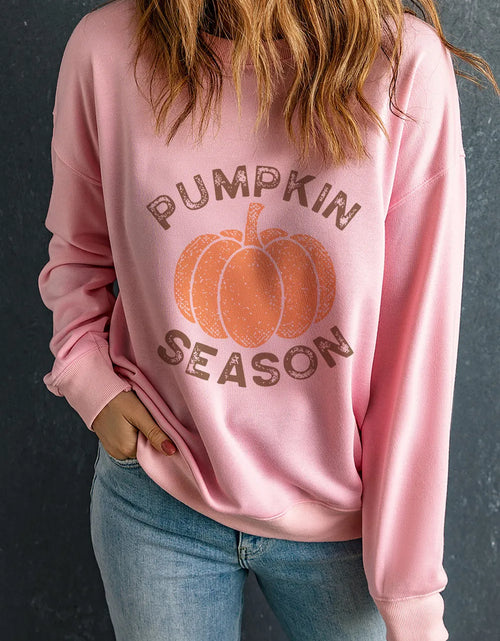 Load image into Gallery viewer, Graphic Round Neck Long Sleeve Sweatshirt
