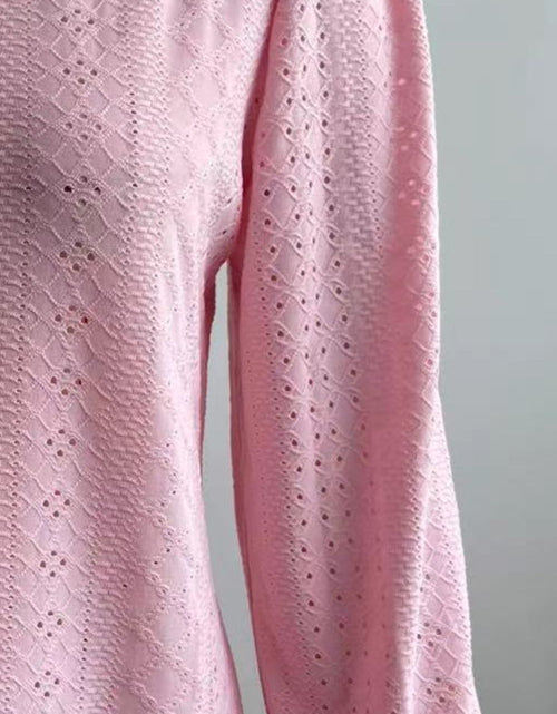 Load image into Gallery viewer, Eyelet V-Neck Flounce Sleeve Blouse
