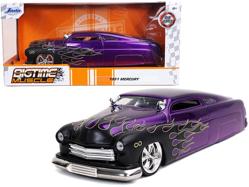 Load image into Gallery viewer, 1951 Mercury Purple with Black Flames "Bigtime Muscle" 1/24 Diecast Model Car by Jada
