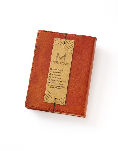 Load image into Gallery viewer, Embossed Brown Leather Moon Phase 5x7 Journal - Refillable Cruelty-Free by Matr Boomie
