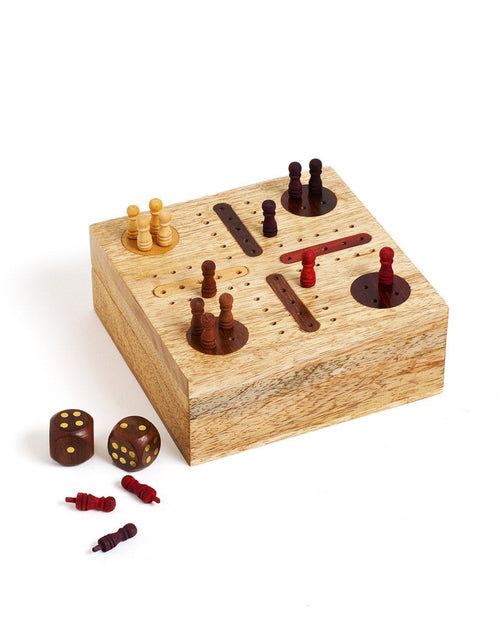Load image into Gallery viewer, Pachisi Travel Game Set - Hand Carved, Fair Trade by Matr Boomie
