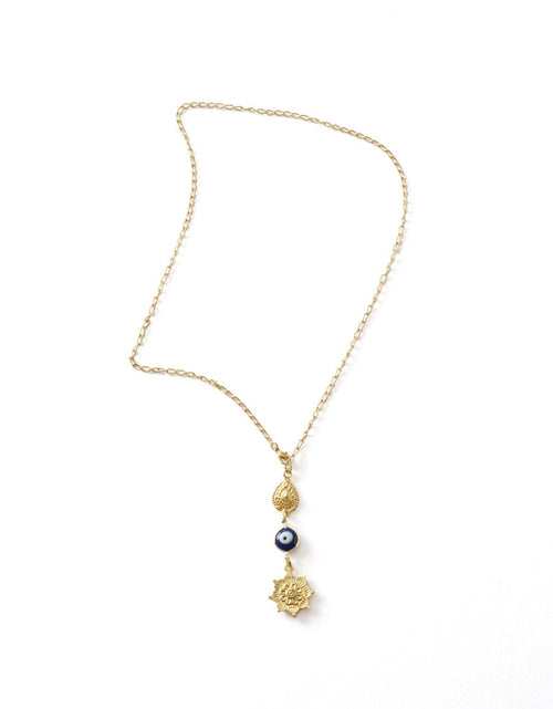 Load image into Gallery viewer, Drishti Evil Eye Charm Drop Necklace by Matr Boomie
