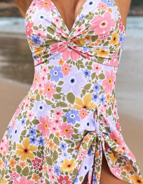 Load image into Gallery viewer, Twisted Front Crisscross Double Spaghetti Strap One-Piece Swimwear
