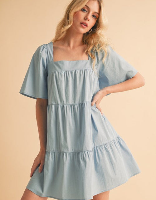 Load image into Gallery viewer, Aemi + Co Square Neck Half Sleeve Tiered Dress
