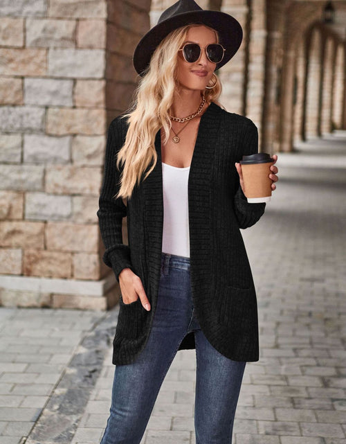 Load image into Gallery viewer, Open Front Cardigan with Pockets
