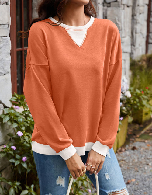 Load image into Gallery viewer, Lovelet Contrast Round Neck Long Sleeve Sweatshirt
