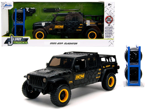 Load image into Gallery viewer, 2020 Jeep Gladiator Pickup Truck "B&amp;M" Black with Graphics with Extra Wheels "Just Trucks" Series 1/24 Diecast Model Car by Jada
