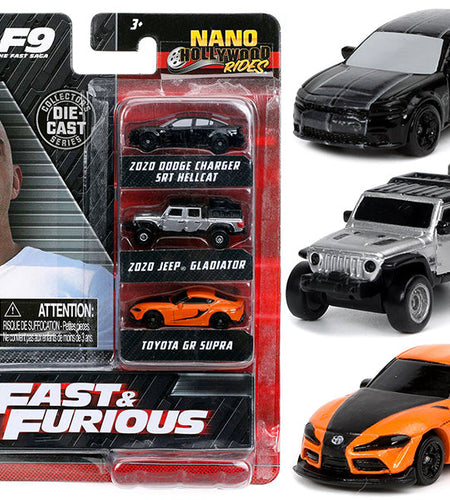 "Fast & Furious 9" (2021) Movie 3 piece Set "Nano Hollywood Rides" Series Diecast Model Cars by Jada