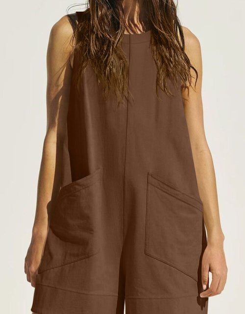 Load image into Gallery viewer, Lovelet Round Neck Sleeveless Romper with Pockets

