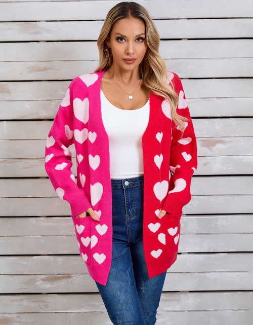 Load image into Gallery viewer, Angel Wings Heart Open Front Long Sleeve Cardigan
