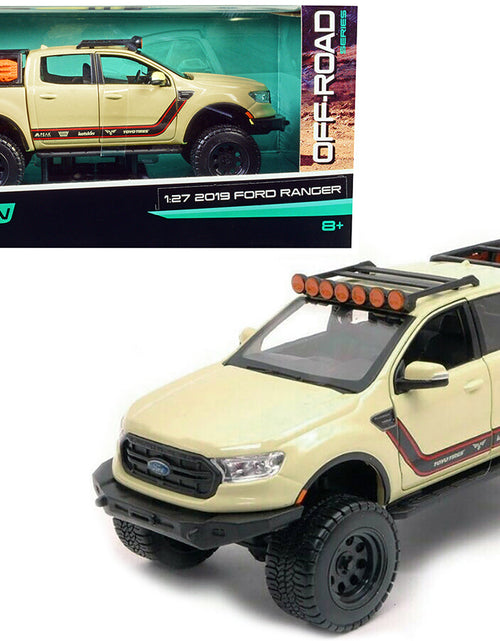Load image into Gallery viewer, 2019 Ford Ranger Lariat FX4 Pickup Truck Sand Tan with Stripes "Off Road" Series 1/27 Diecast Model Car by Maisto
