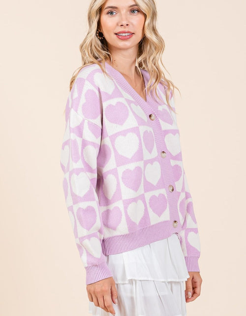 Load image into Gallery viewer, Mittoshop Checkered Heart Button Down Cardigan
