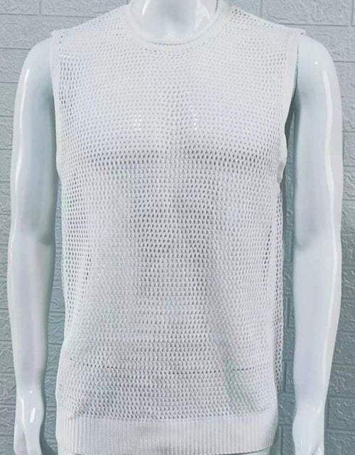 Load image into Gallery viewer, Men's Openwork Round Neck Sleeveless Knit Top
