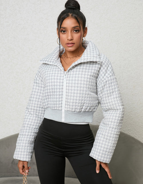Load image into Gallery viewer, Houndstooth Zip-Up Jacket
