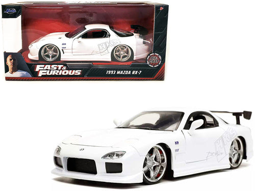 Load image into Gallery viewer, 1993 Mazda RX-7 "HKS" White "Fast &amp; Furious" Movie 1/24 Diecast Model Car by Jada
