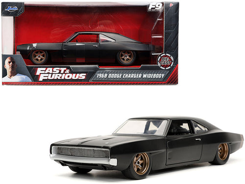Load image into Gallery viewer, Dom's 1968 Dodge Charger Widebody Matt Black "Fast &amp; Furious 9 F9" (2021) Movie 1/24 Diecast Model Car by Jada
