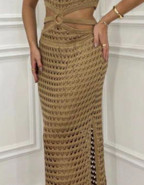 Load image into Gallery viewer, Cutout Slit Round Neck Sweater Dress
