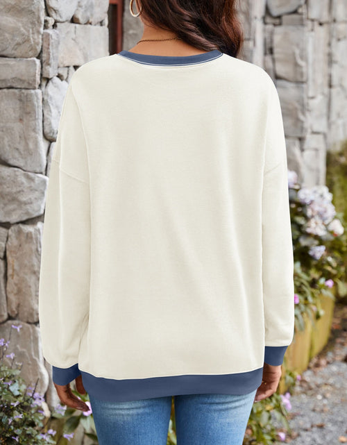 Load image into Gallery viewer, Lovelet Contrast Round Neck Long Sleeve Sweatshirt
