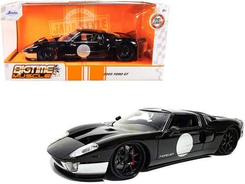 Load image into Gallery viewer, 2005 Ford GT Black and Silver "Bigtime Muscle" Series 1/24 Diecast Model Car by Jada
