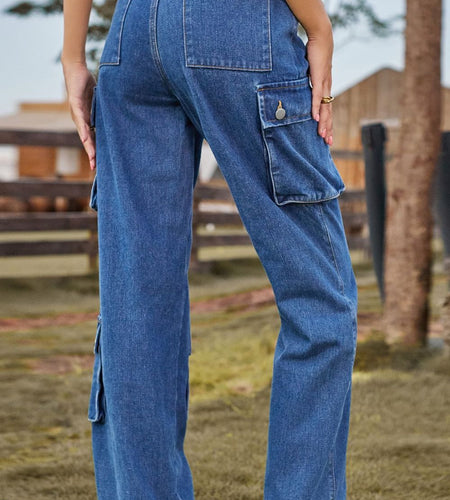 Loose Fit Long Jeans with Pockets