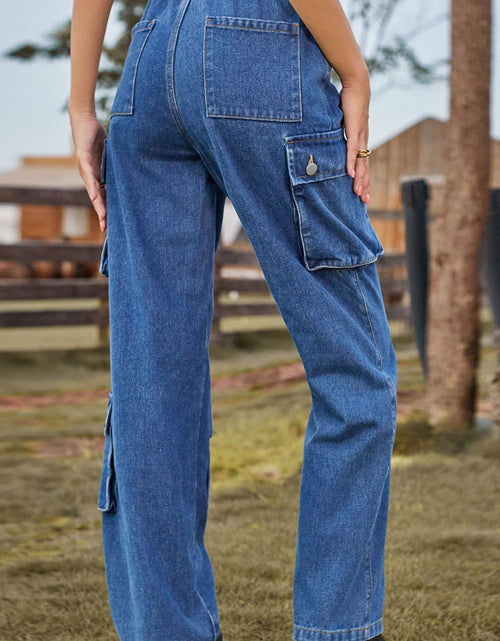 Load image into Gallery viewer, Loose Fit Long Jeans with Pockets
