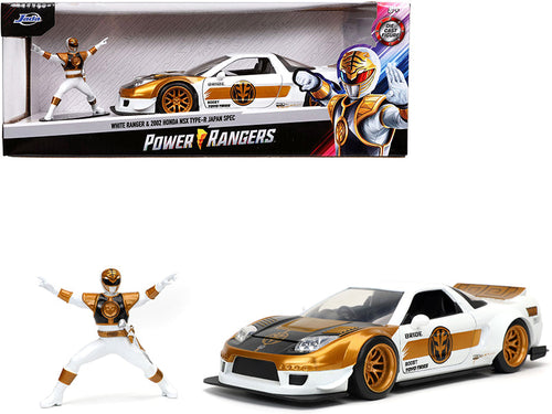 Load image into Gallery viewer, 2002 Honda NSX Type-R Japan Spec RHD (Right Hand Drive) and White Ranger Diecast Figurine "Power Rangers" 1/24 Diecast Model Car by Jada
