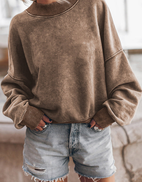 Load image into Gallery viewer, Mock Neck Dropped Shoulder Sweatshirt
